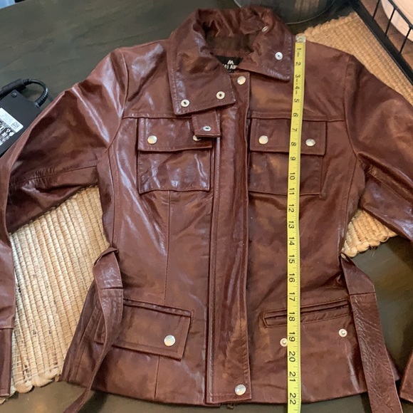 Mitici Anni 60 Fitted Brown Leather Jacket Small - Picture 14 of 15